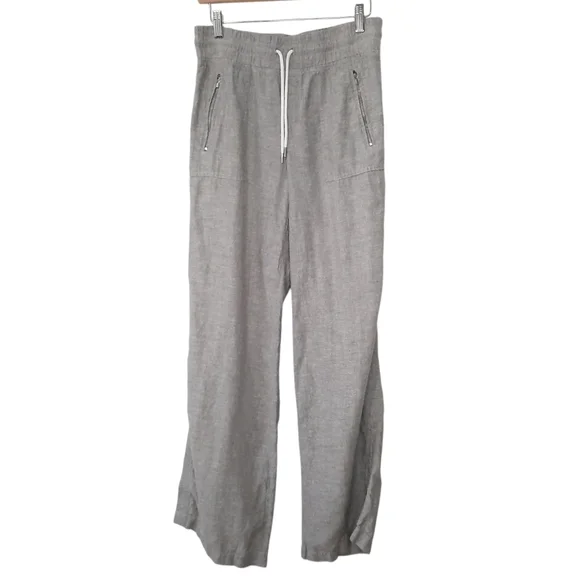 Athleta Cabo Linen Wide Leg Pants Pull On Elastic Waist Womens Size 6T Coastal - Picture 2 of 15